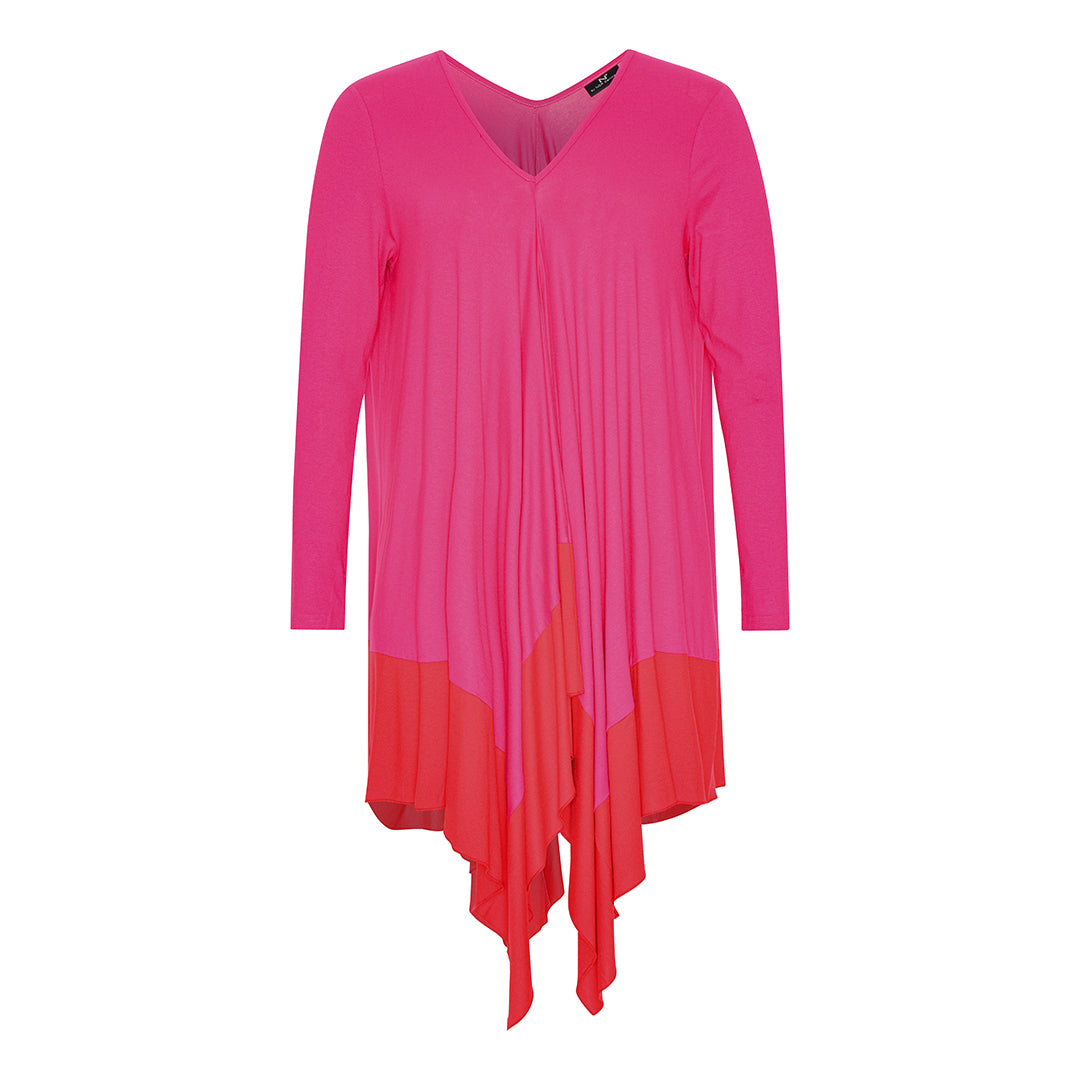 PINK/RED Tunic with lots of width in the most beautiful colours. Pink/red.