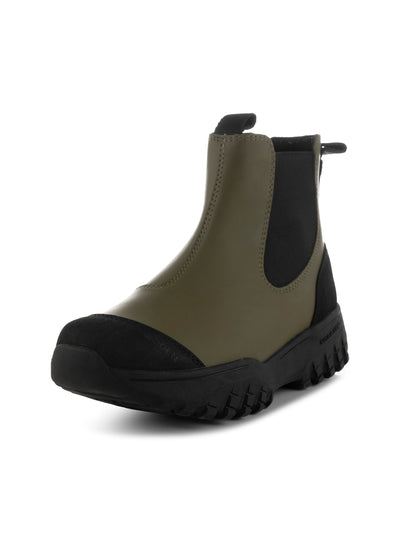 Waterproof boot in dark olive.