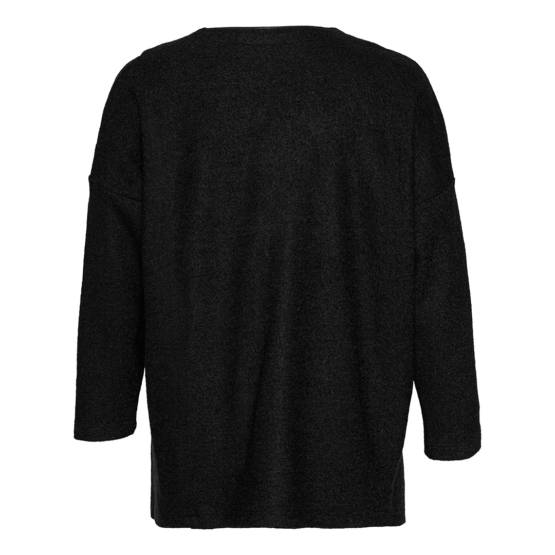Loose-fitting sweater in felted wool with nice details and an inside pocket.
